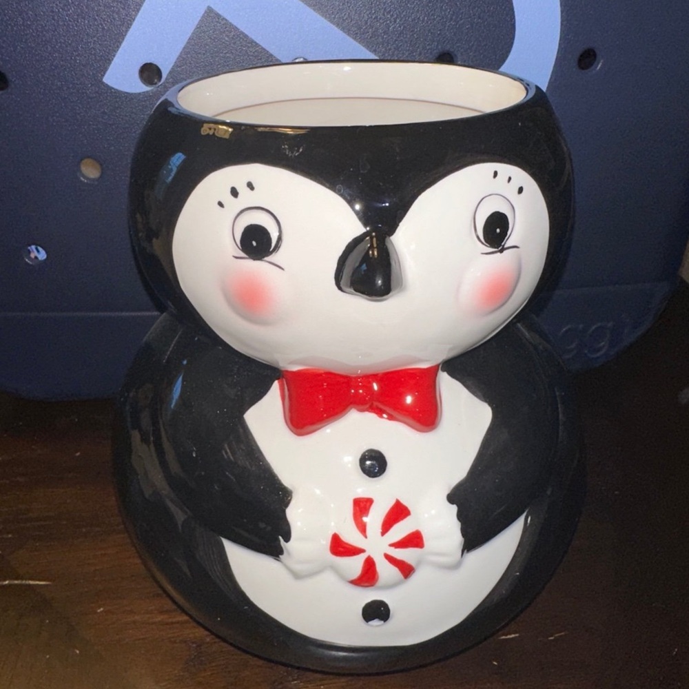 Carnival Cottage by Johanna Parker & Magenta Penguin Cookie Jar 10” MISSING LID